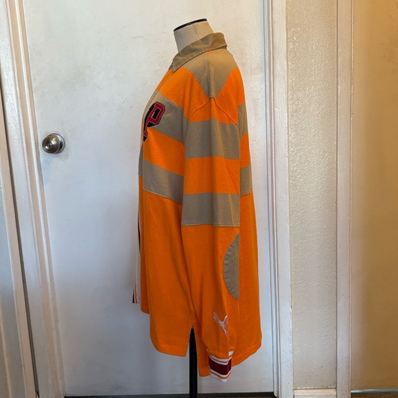 PUMA Freedom Rugby Vibrant Orange Tan White Burgundy Relaxed Fit Shirt $95 NWT M - Picture 4 of 14